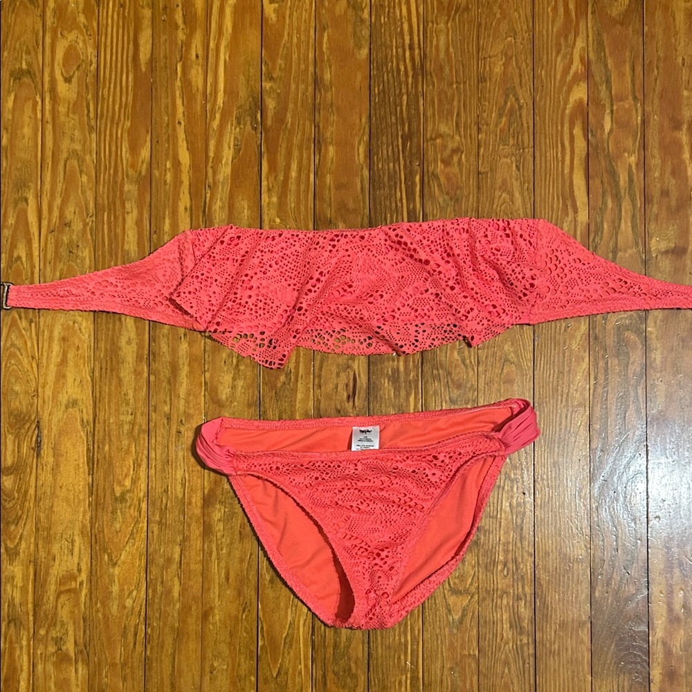 Mossimo Supply Co Coral Lace Swimwear – Women’s Large – Boho Beach Style